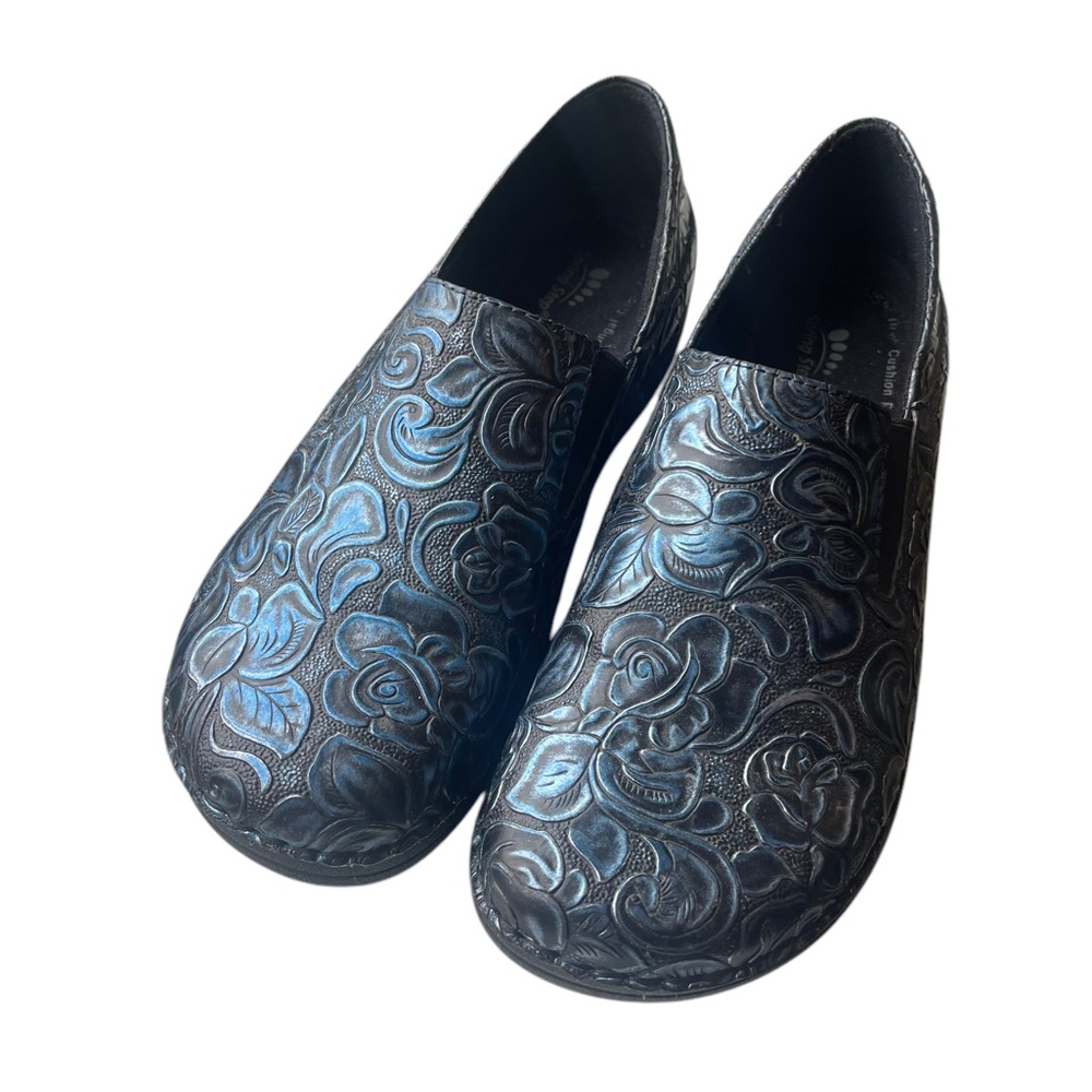 Spring Step Manila Slip On Comfort Shoe Hybrid Blue Floral Tooled Leather Sz 8.5 - Picture 8 of 12